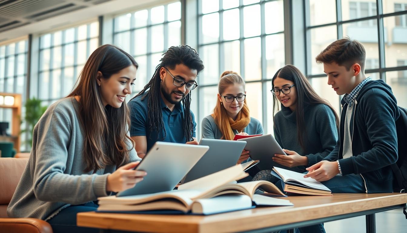 Student using learning strategies while studying